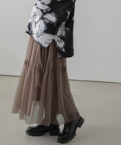 SUGAR BISKET（シュガービスケット）の「ティアードチュールスカート（スカート・レディース・ホワイト/ブラウン/ブラック/グレー/ブラック系/ピンク・フリー）」の21枚目の写真