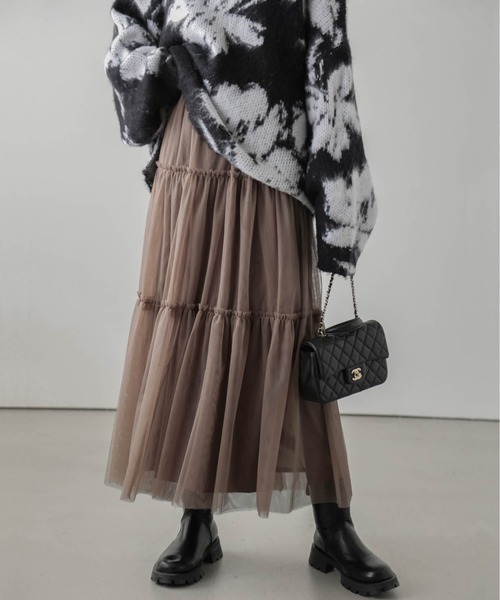 SUGAR BISKET（シュガービスケット）の「ティアードチュールスカート（スカート・レディース・ホワイト/ブラウン/ブラック/グレー/ブラック系/ピンク・フリー）」の22枚目の写真