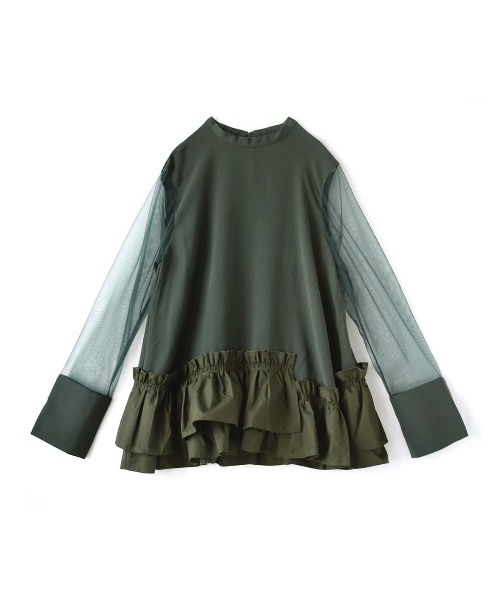 e-zakkamania stores（イーザッカマニアストアーズ）の「バブルヘム シアースリーブトップ（シャツ/ブラウス・レディース・カーキ/ブラック・M）」の13枚目の写真