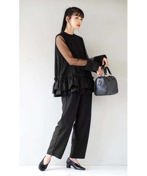 e-zakkamania stores（イーザッカマニアストアーズ）の「バブルヘム シアースリーブトップ（シャツ/ブラウス・レディース・カーキ/ブラック・M）」の16枚目の写真