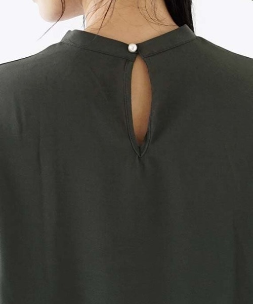 e-zakkamania stores（イーザッカマニアストアーズ）の「バブルヘム シアースリーブトップ（シャツ/ブラウス・レディース・カーキ/ブラック・M）」の5枚目の写真