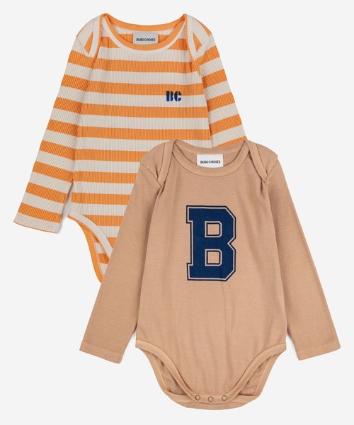 【セール】Baby Yellow Stripes body pack（ロンパース）｜BOBO CHOSES（ボボショーズ）