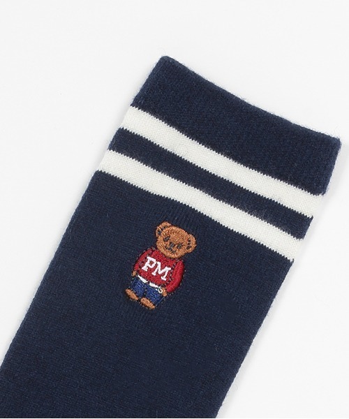 petit main（プティマイン）の「くま刺しゅうハイソックス（ソックス/靴下・キッズ・ネイビー/グレー・L/M/S）」の4枚目の写真