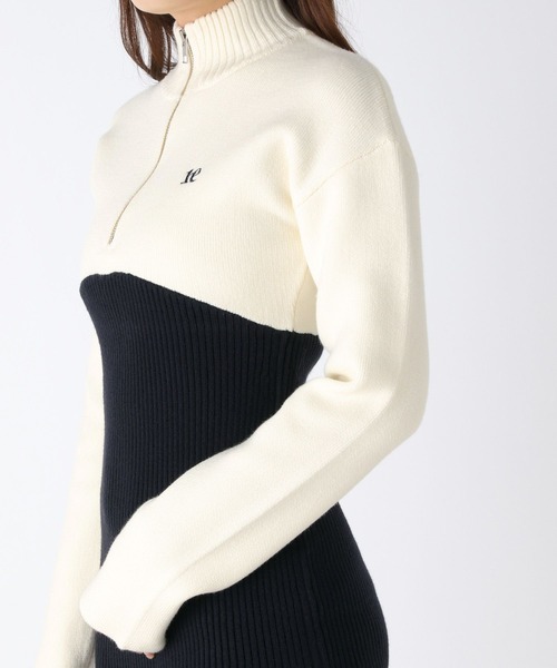 Heather（ヘザー）の「ハーフZIPニットミニワンピース 987124
