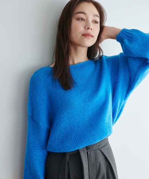 Edit Sheen(エディットシーン)の「ざっくり編みボートネックニット(ニット/セーター・レディース・ブルー/ベージュ/ホワイト・M)」の13枚目の写真