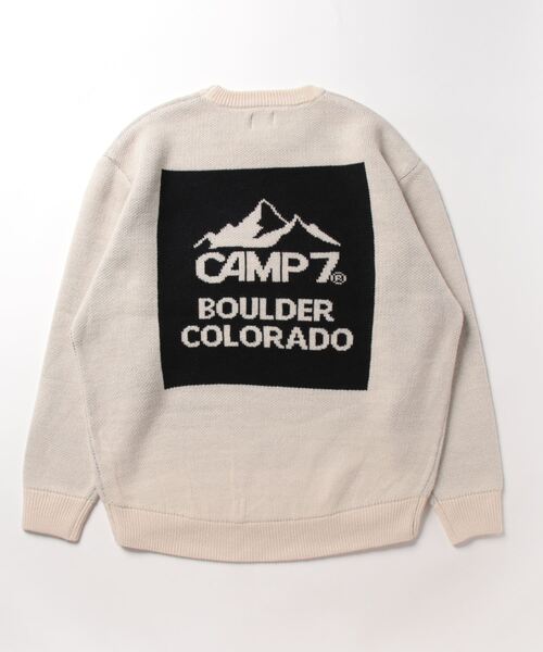 CAMP7（キャンプセブン）の「【CAMP7】ジャガードロゴニットプルオーバー（ニット/セーター・レディース・グリーン/オフホワイト/ブラック・M-L）」の5枚目の写真