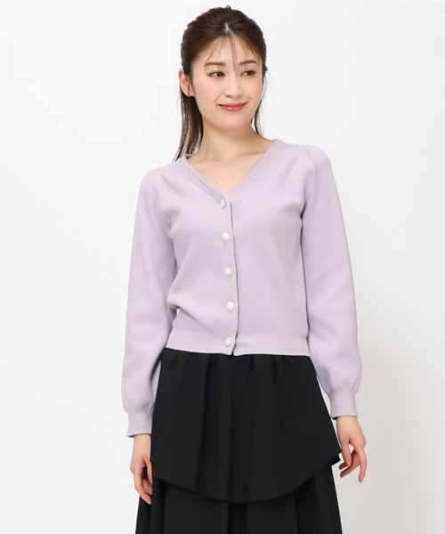 MISCH MASCH(ミッシュマッシュ)の「Vネック総針ビジューカーディガン/MM348402(カーディガン/ボレロ・レディース・ホワイト/ライトグリーン/ブラック/ベージュ/パープル・フリ-)」の11枚目の写真