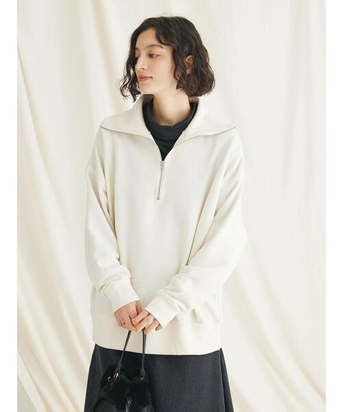 CRAFT STANDARD BOUTIQUE(クラフトスタンダードブティック)の「裏毛セーラーカラーZIPプルオーバー(Tシャツ/カットソー・レディース・ブラック/アイボリー/オートミール/杢グレー・FREE)」の5枚目の写真