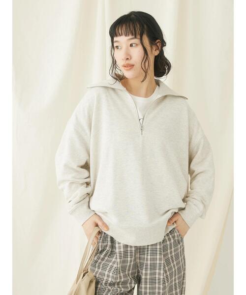 CRAFT STANDARD BOUTIQUE(クラフトスタンダードブティック)の「裏毛セーラーカラーZIPプルオーバー(Tシャツ/カットソー・レディース・ブラック/アイボリー/オートミール/杢グレー・FREE)」の6枚目の写真