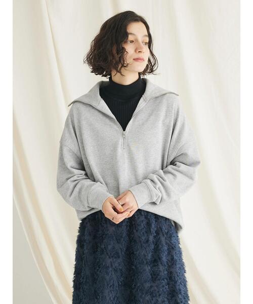 CRAFT STANDARD BOUTIQUE(クラフトスタンダードブティック)の「裏毛セーラーカラーZIPプルオーバー(Tシャツ/カットソー・レディース・ブラック/アイボリー/オートミール/杢グレー・FREE)」の7枚目の写真