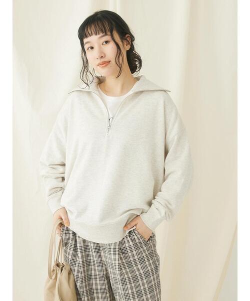 CRAFT STANDARD BOUTIQUE(クラフトスタンダードブティック)の「裏毛セーラーカラーZIPプルオーバー(Tシャツ/カットソー・レディース・ブラック/アイボリー/オートミール/杢グレー・FREE)」の9枚目の写真