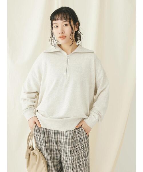 CRAFT STANDARD BOUTIQUE(クラフトスタンダードブティック)の「裏毛セーラーカラーZIPプルオーバー(Tシャツ/カットソー・レディース・ブラック/アイボリー/オートミール/杢グレー・FREE)」の10枚目の写真