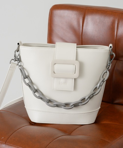 idem(イデム)の「bucket chain bag/チェーン付ショルダーバッグ(ショルダーバッグ・レディース・グレイッシュベージュ/アイボリー/ブラック・FREE)」の18枚目の写真