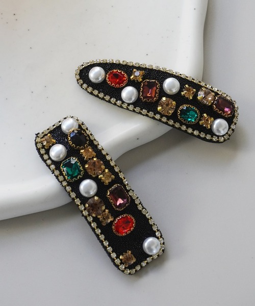 Port（ポート）の「【 Port / ポート 】 レトロ ビジュー ヘアクリップ #（バレッタ/ヘアクリップ・レディース・ブラック/ブラック系その他/ホワイト系その他/ホワイト・FREE）」の9枚目の写真