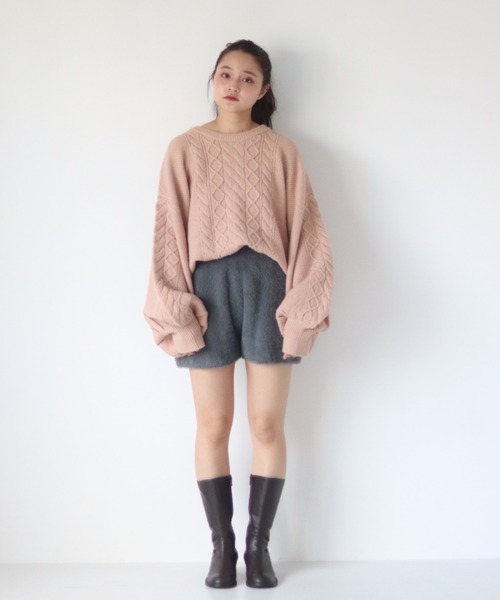muguet（ミュゲ）の「ケーブルニット（ニット/セーター・レディース・ピンク/ベビーピンク・FREE）」の3枚目の写真