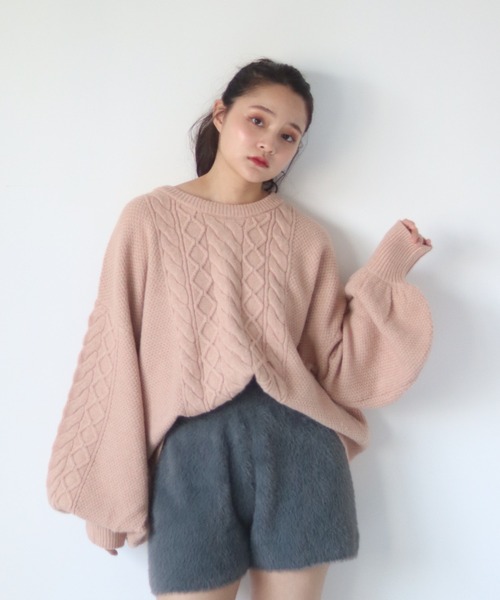 muguet（ミュゲ）の「ケーブルニット（ニット/セーター・レディース・ピンク/ベビーピンク・FREE）」の7枚目の写真