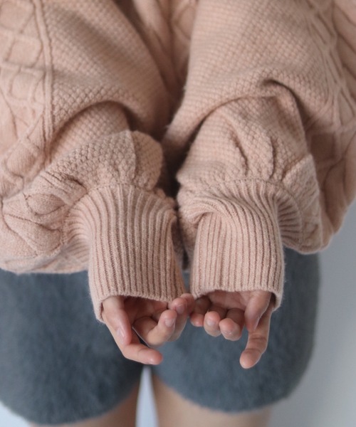 muguet（ミュゲ）の「ケーブルニット（ニット/セーター・レディース・ピンク/ベビーピンク・FREE）」の12枚目の写真