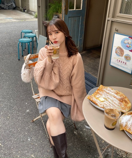 muguet（ミュゲ）の「ケーブルニット（ニット/セーター・レディース・ピンク/ベビーピンク・FREE）」の14枚目の写真