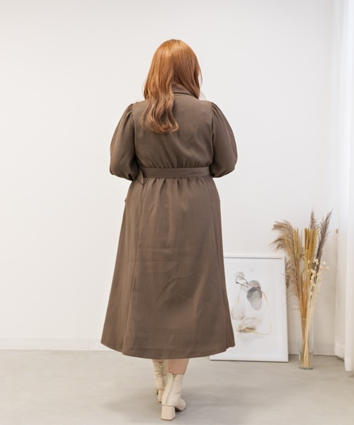 CLETTE（クレット）の「フラップポケット開襟ワンピース（ワンピース・レディース・ブラウン/ネイビー・LL/3L/4L）」の18枚目の写真