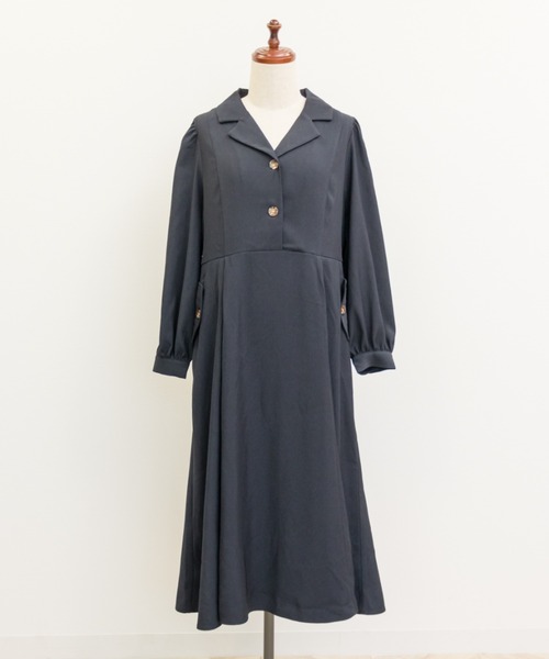 CLETTE（クレット）の「フラップポケット開襟ワンピース（ワンピース・レディース・ブラウン/ネイビー・LL/3L/4L）」の6枚目の写真