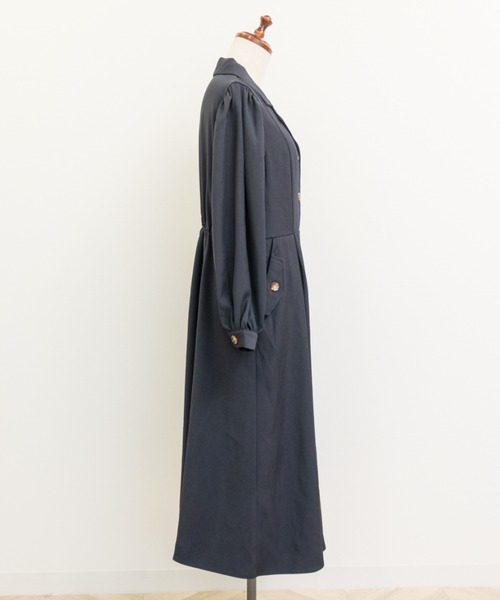CLETTE（クレット）の「フラップポケット開襟ワンピース（ワンピース・レディース・ブラウン/ネイビー・LL/3L/4L）」の7枚目の写真