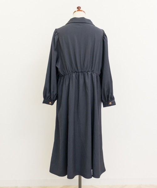 CLETTE（クレット）の「フラップポケット開襟ワンピース（ワンピース・レディース・ブラウン/ネイビー・LL/3L/4L）」の8枚目の写真