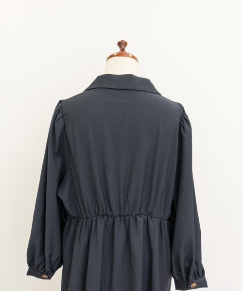 CLETTE（クレット）の「フラップポケット開襟ワンピース（ワンピース・レディース・ブラウン/ネイビー・LL/3L/4L）」の13枚目の写真