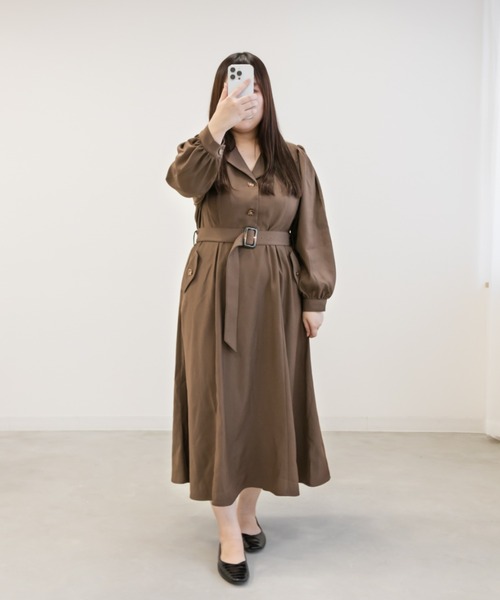 CLETTE（クレット）の「フラップポケット開襟ワンピース（ワンピース・レディース・ブラウン/ネイビー・LL/3L/4L）」の15枚目の写真