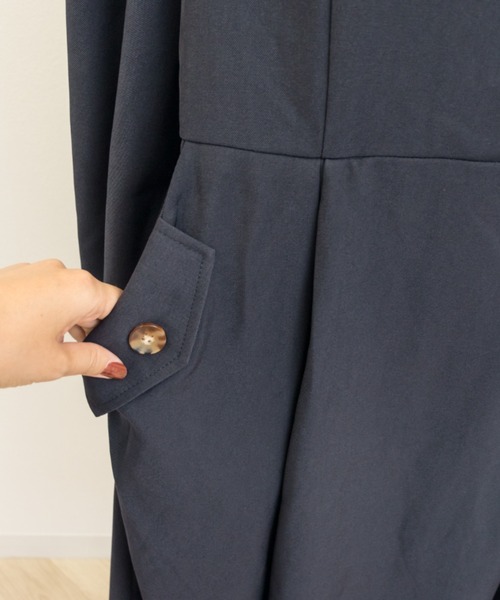 CLETTE（クレット）の「フラップポケット開襟ワンピース（ワンピース・レディース・ブラウン/ネイビー・LL/3L/4L）」の11枚目の写真