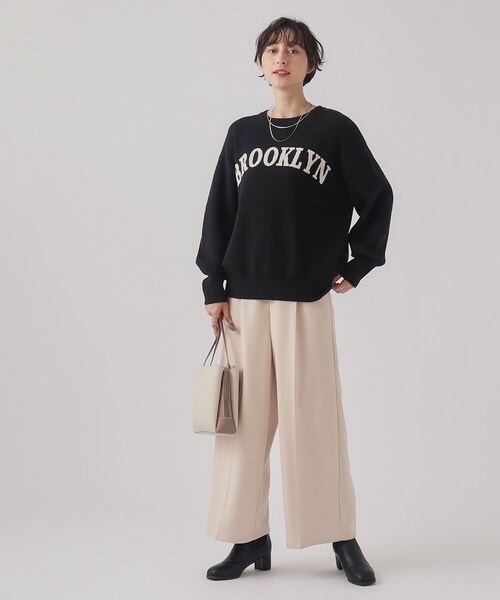 SHOO・LA・RUE（シューラルー）の「◆大人っぽく着られる もちもち スウェットライク ロゴニット（ニット/セーター・レディース・グリーン系/ブラック/ナチュラル・02/03/04）」の8枚目の写真