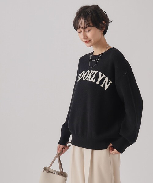 SHOO・LA・RUE（シューラルー）の「◆大人っぽく着られる もちもち スウェットライク ロゴニット（ニット/セーター・レディース・グリーン系/ブラック/ナチュラル・02/03/04）」の10枚目の写真