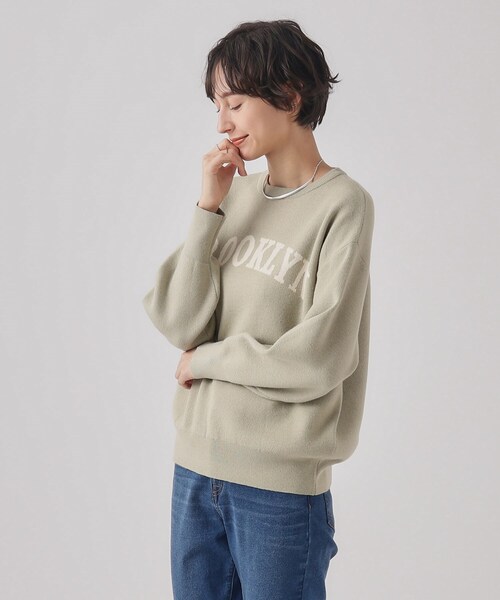 SHOO・LA・RUE（シューラルー）の「◆大人っぽく着られる もちもち スウェットライク ロゴニット（ニット/セーター・レディース・グリーン系/ブラック/ナチュラル・02/03/04）」の12枚目の写真