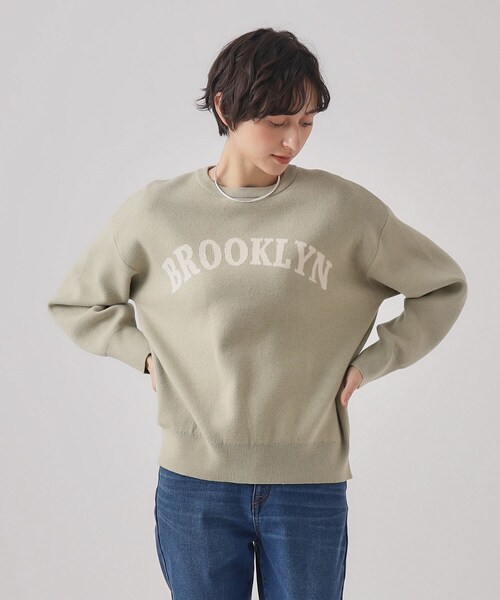 SHOO・LA・RUE（シューラルー）の「◆大人っぽく着られる もちもち スウェットライク ロゴニット（ニット/セーター・レディース・グリーン系/ブラック/ナチュラル・02/03/04）」の13枚目の写真