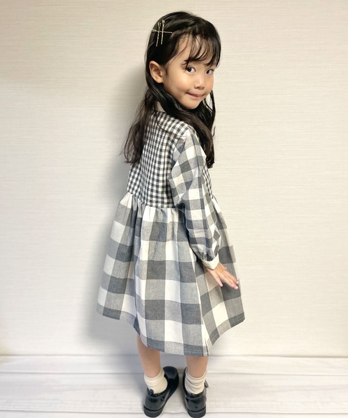 CHOPIN フォーマルドレスセット ネイビーとグレー チェック柄 120cm