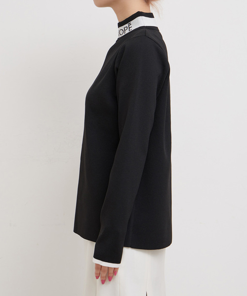 JUN&ROPE'（ジュンアンドロペ）の「配色ラインロゴ入りハイネックプルオーバー（ニット/セーター・レディース・ブラック/ベージュ/ピンク・M/L）」の4枚目の写真