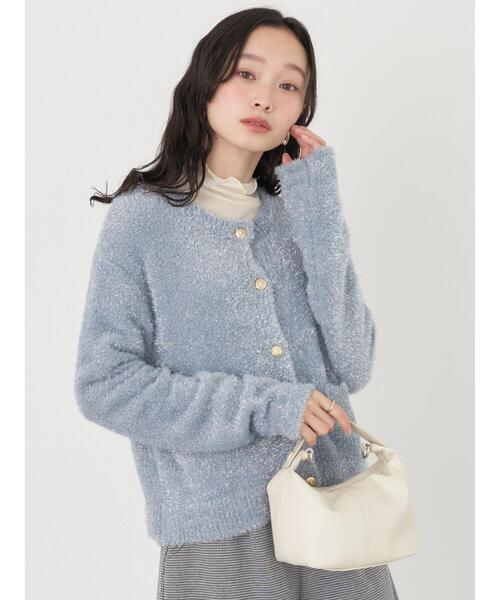 earth music&ecology（アースミュージックアンドエコロジー）の「キラキラシャギーカーディガン（カーディガン/ボレロ・レディース・ライトグレー/ピンク/サックスブルー・FREE）」の6枚目の写真