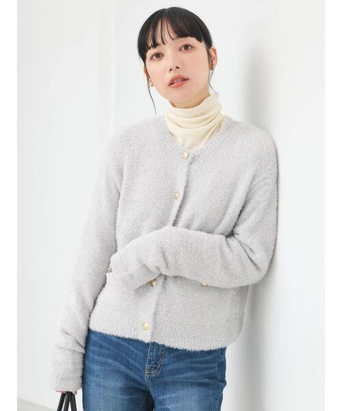 earth music&ecology（アースミュージックアンドエコロジー）の「キラキラシャギーカーディガン（カーディガン/ボレロ・レディース・ライトグレー/ピンク/サックスブルー・FREE）」の8枚目の写真