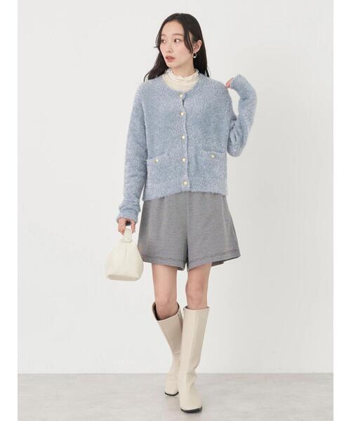 earth music&ecology（アースミュージックアンドエコロジー）の「キラキラシャギーカーディガン（カーディガン/ボレロ・レディース・ライトグレー/ピンク/サックスブルー・FREE）」の13枚目の写真