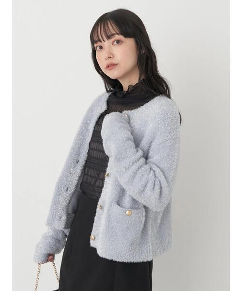 earth music&ecology（アースミュージックアンドエコロジー）の「キラキラシャギーカーディガン（カーディガン/ボレロ・レディース・ライトグレー/ピンク/サックスブルー・FREE）」の21枚目の写真