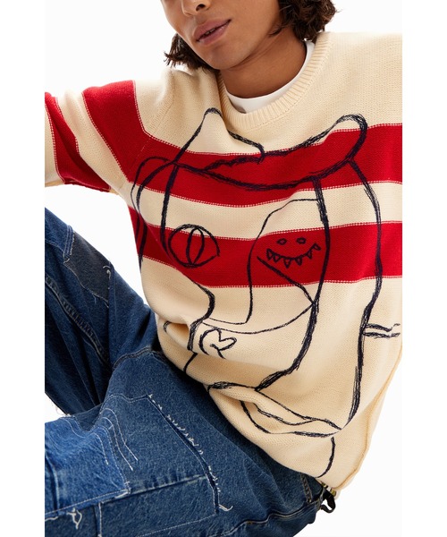 Desigual（デシグアル）の「刺繍 ストライプセーター（ニット/セーター