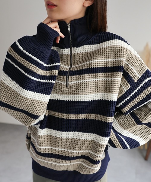 sakishimatokyo(サキシマトーキョー)の「【選べるサイズ】ハーフジップニット(その他トップス・レディース・グリーン/ブルー/オフホワイト/ネイビー/レッド・LARGE/MEDIUM)」の5枚目の写真