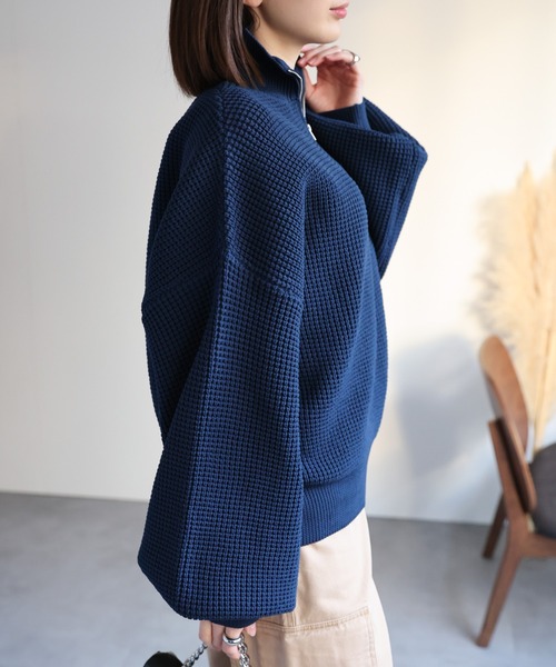 sakishimatokyo(サキシマトーキョー)の「【選べるサイズ】ハーフジップニット(その他トップス・レディース・グリーン/ブルー/オフホワイト/ネイビー/レッド・LARGE/MEDIUM)」の6枚目の写真
