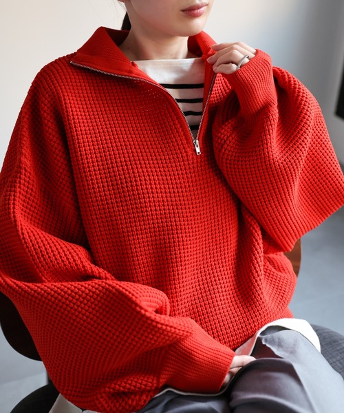 sakishimatokyo(サキシマトーキョー)の「【選べるサイズ】ハーフジップニット(その他トップス・レディース・グリーン/ブルー/オフホワイト/ネイビー/レッド・LARGE/MEDIUM)」の9枚目の写真