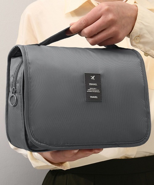 Miniministore（ミニミニストア）の「吊り下げメイクポーチ大容量トラベルポーチ（ポーチ・レディース・ベージュ/ネイビー/ダークグレー/アクア/ピンク/ブルー/ホワイト/ブラック・FREE）」の4枚目の写真