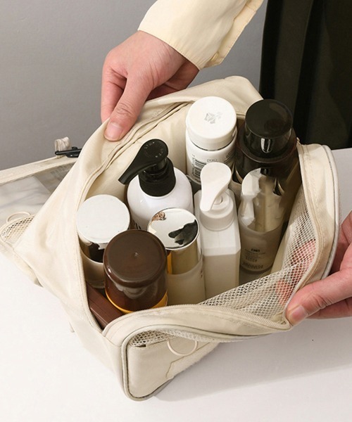 Miniministore（ミニミニストア）の「吊り下げメイクポーチ大容量トラベルポーチ（ポーチ・レディース・ベージュ/ネイビー/ダークグレー/アクア/ピンク/ブルー/ホワイト/ブラック・FREE）」の11枚目の写真