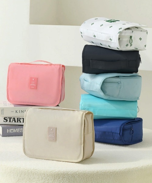 Miniministore（ミニミニストア）の「吊り下げメイクポーチ大容量トラベルポーチ（ポーチ・レディース・ベージュ/ネイビー/ダークグレー/アクア/ピンク/ブルー/ホワイト/ブラック・FREE）」の20枚目の写真