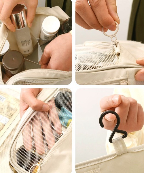 Miniministore（ミニミニストア）の「吊り下げメイクポーチ大容量トラベルポーチ（ポーチ・レディース・ベージュ/ネイビー/ダークグレー/アクア/ピンク/ブルー/ホワイト/ブラック・FREE）」の22枚目の写真