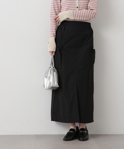 N.(N. Natural Beauty Basic)(エヌエヌナチュラルビューティーベーシック)の「◆アウトポケットナイロンスカート(スカート・レディース・ブラック/ライトベージュ・MEDIUM)」の3枚目の写真