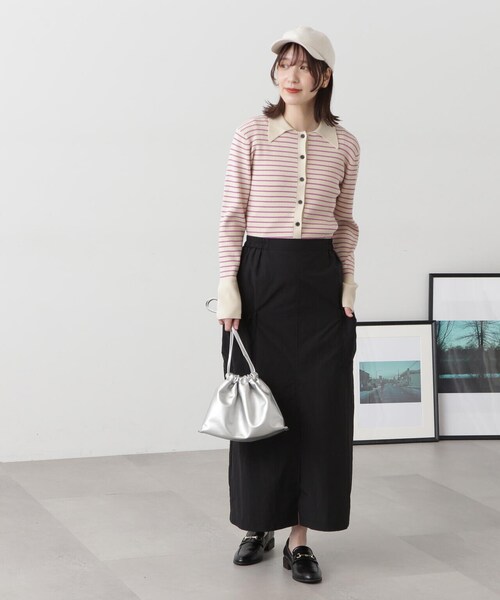 N.(N. Natural Beauty Basic)(エヌエヌナチュラルビューティーベーシック)の「◆アウトポケットナイロンスカート(スカート・レディース・ブラック/ライトベージュ・MEDIUM)」の7枚目の写真