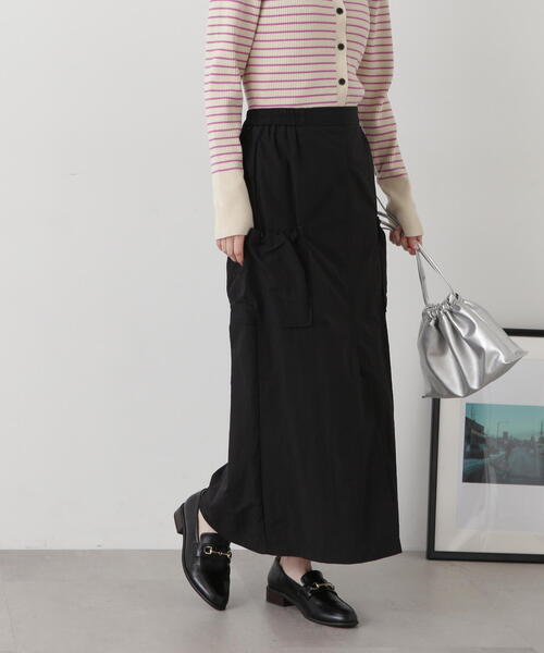 N.(N. Natural Beauty Basic)(エヌエヌナチュラルビューティーベーシック)の「◆アウトポケットナイロンスカート(スカート・レディース・ブラック/ライトベージュ・MEDIUM)」の8枚目の写真
